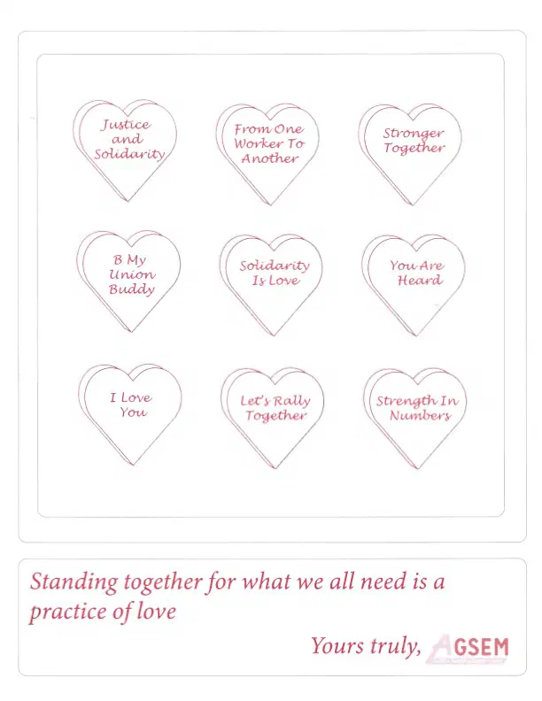 “Solidarity is love,” AGSEM Valentine’s Day Campaign Poster (2023).